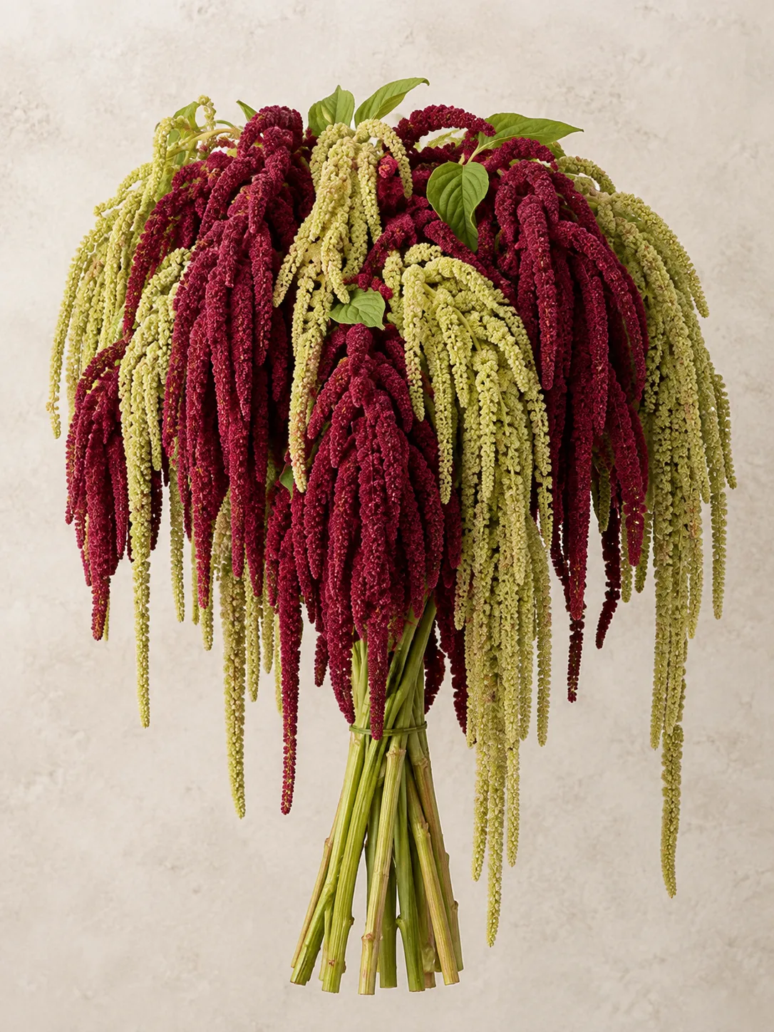 Hanging Amaranthus, wholesale cut greens and filler at New York Garden Flower Wholesale in Flushing, New York.